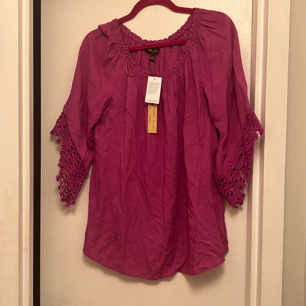New with tags Melissa page lightweight. Top with crocheted sleeves.